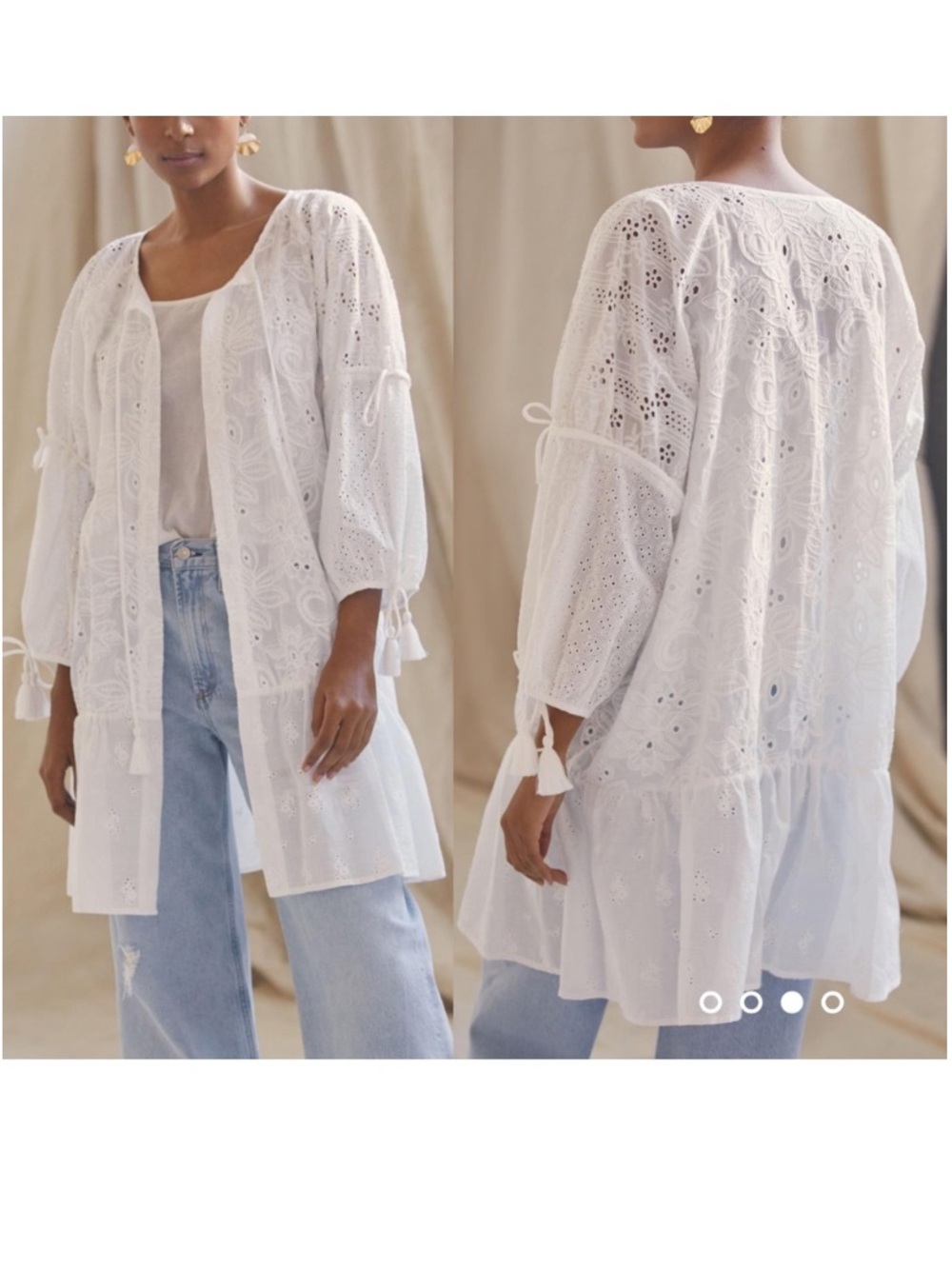 Anthropologie Maeve White Eyelet cardigan